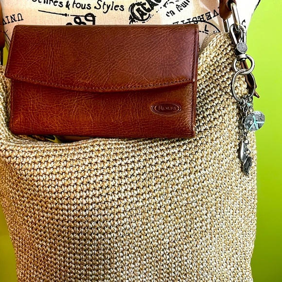 The Sak Woven Tote Bag and Rolfs Brown Leather Trifold Wallet Set - Picture 9 of 17